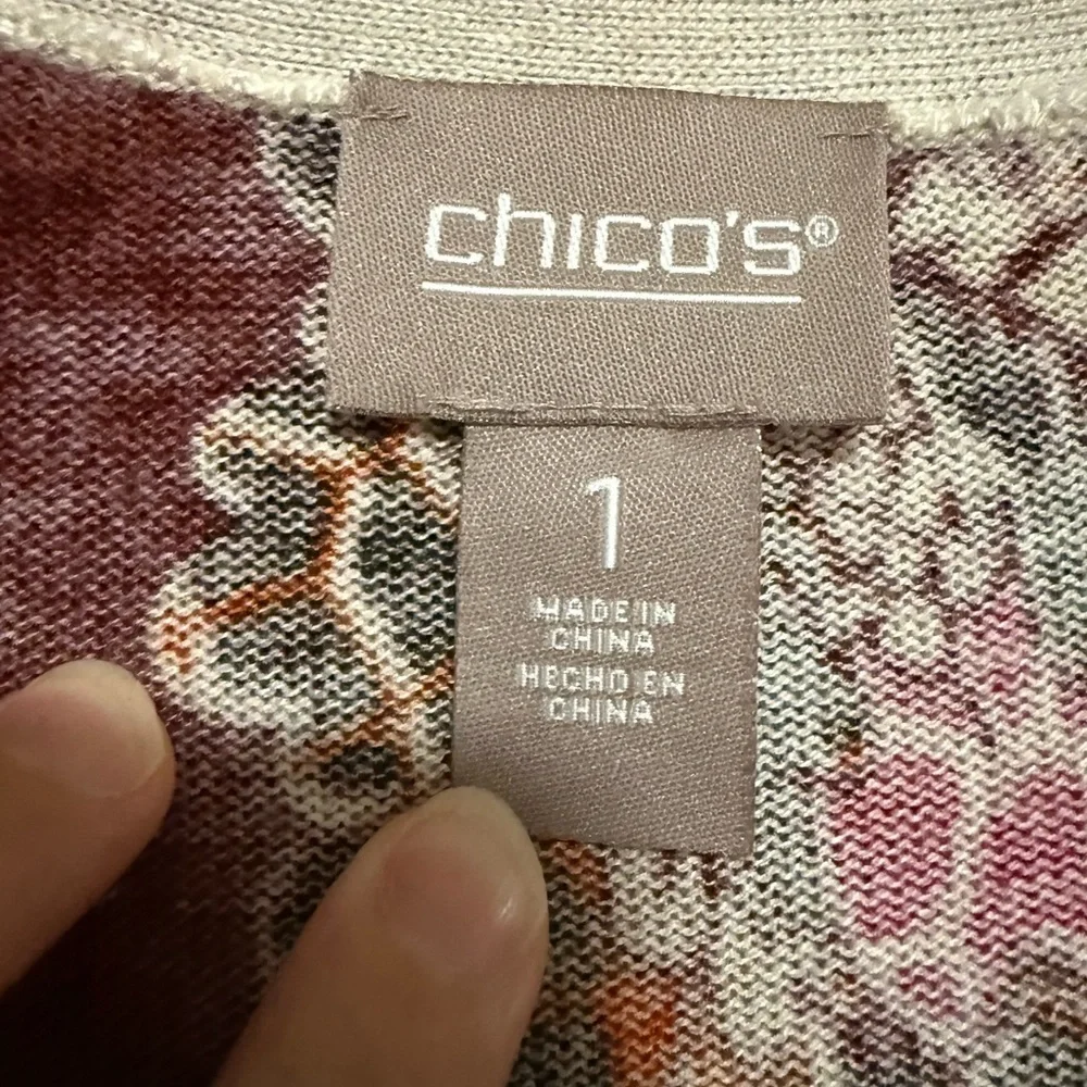 Chico’s Mixed Soiree Long Sleeve Open Cardigan Size 1 Medium NWT Cashmere Blend